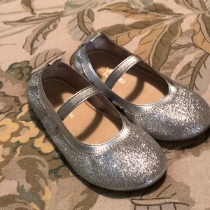Yosi Samra toddler girls silver glitter flats